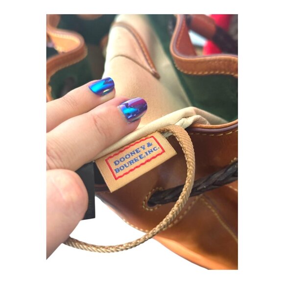 Dooney & Bourke Florentine Hattie Drawstring Italian Leather Boho Bag in Natural - Picture 13 of 14